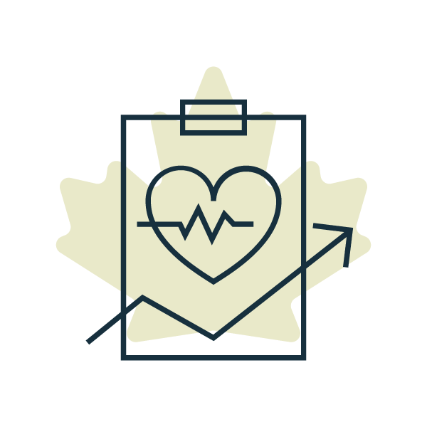 Clipboard icon over canadian maple leaf