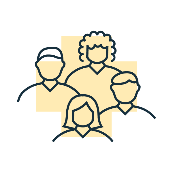 icon of 4 different people over medical plus